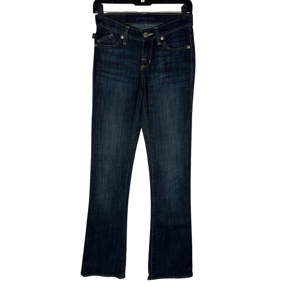 Rock & Republic Kasandra Dark Denim Mid Rise Boot Cut Jeans - Women’s Size 0 M